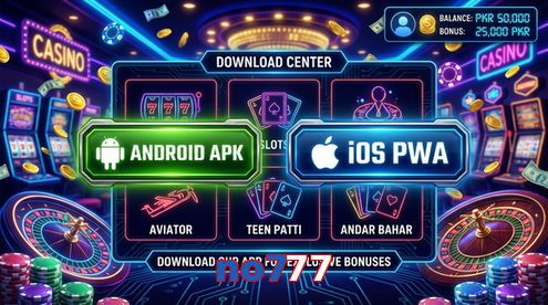 Main screen of No777 download page for PK players