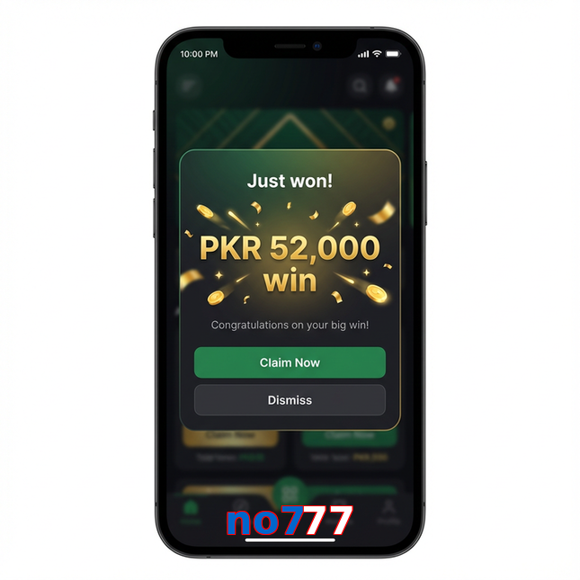 Main screen of No777 win page for PK players